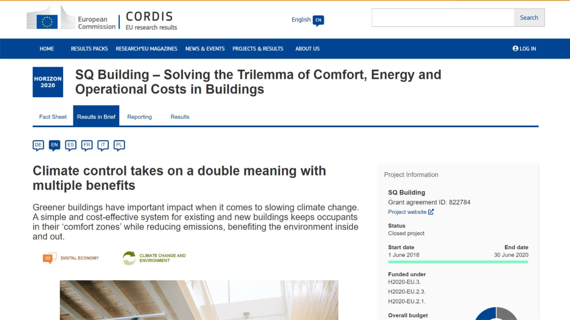 Climate control with a double meaning: an interview on the European Commission Research Results website
